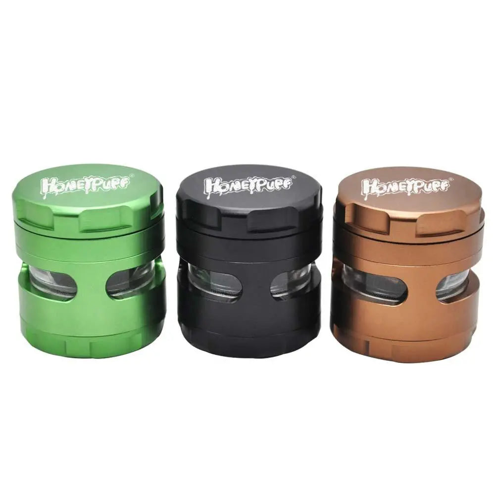 Honeypuff 4 Layer Herb Grinder with Transparent Window 61 MM (7 Color)