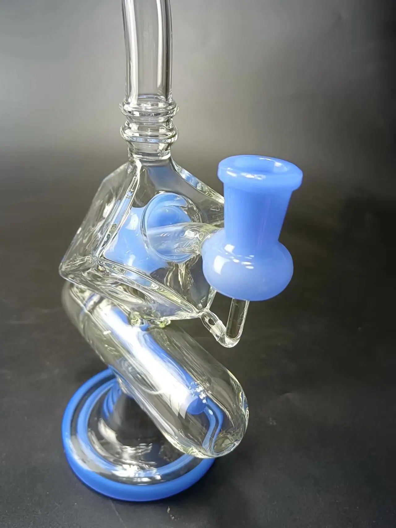 9" Cube Glass Recycler Dab Rig