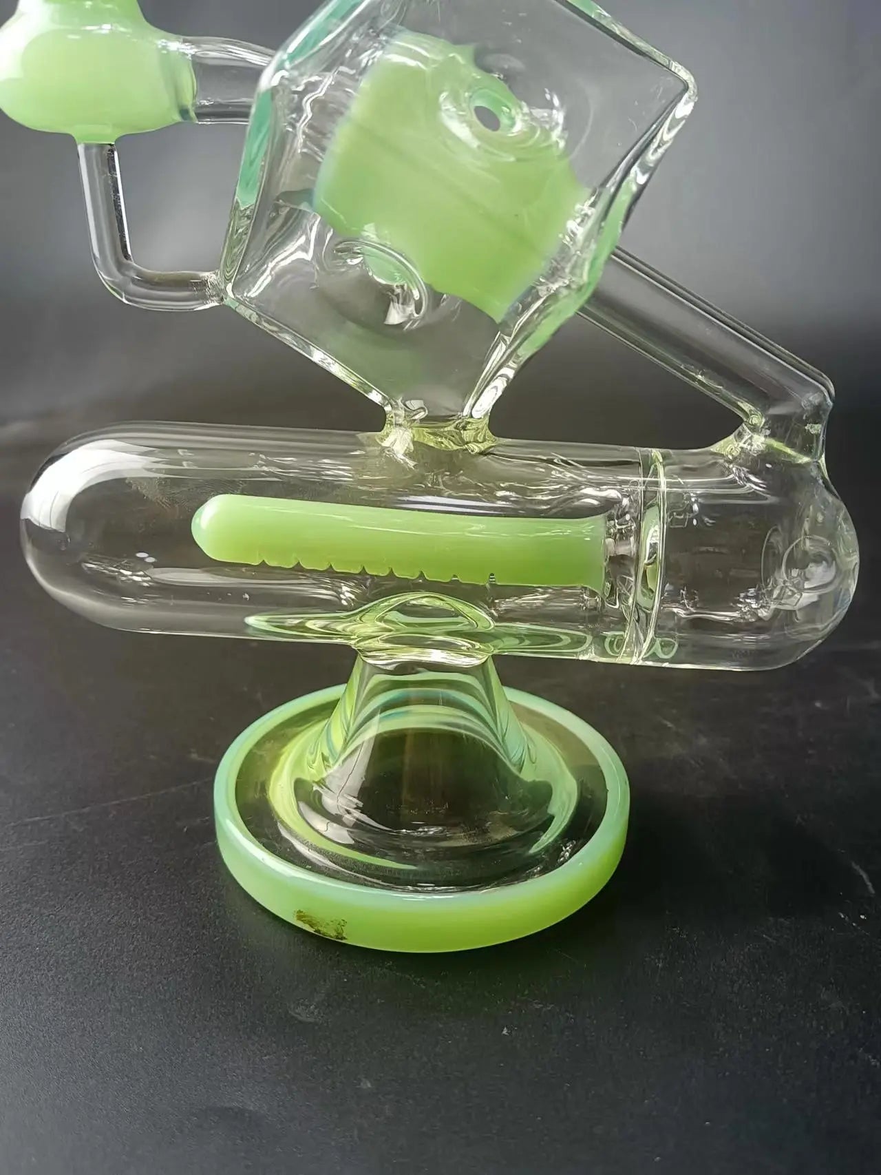 9" Cube Glass Recycler Dab Rig