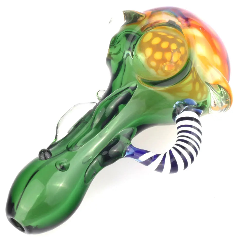 Fumed Bubble Glass Pipe with Glass Horns