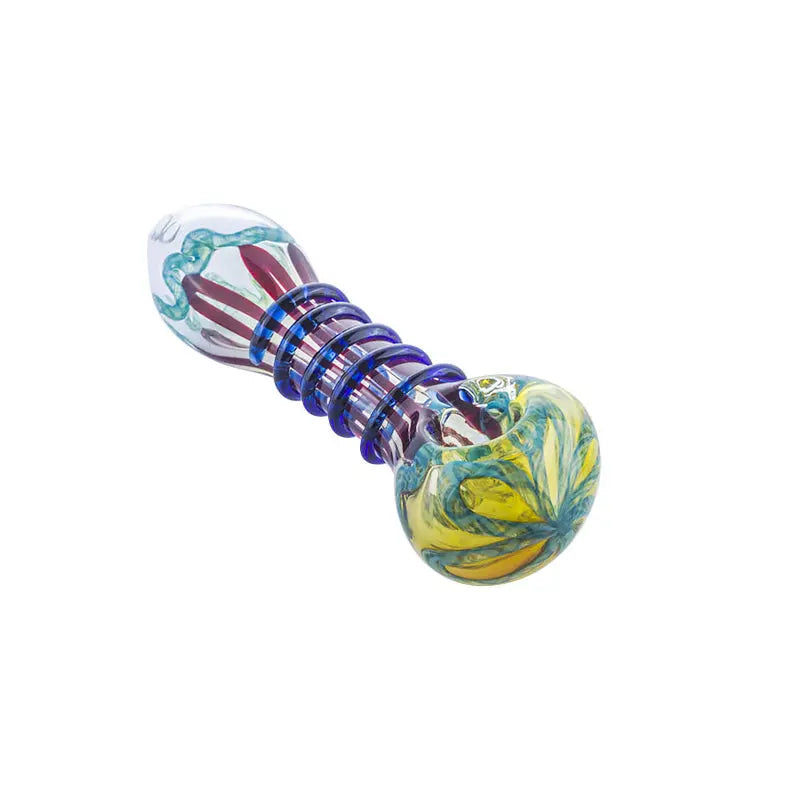 Milli Scheme W/Blue Spiral Glass Orbs Glass Pipe（Random color)